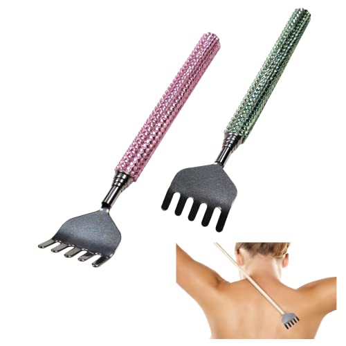 Gratte-chiène portable extensible, back scratcher télescopique en acier inoxydable - Massage Corps pour éliminer les démangeaisons et sollétique - pour tête, dossier, jambes (Vert) Cover