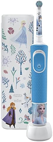 Oral-B Kids Szczoteczka Elektryczna dla Dzieci z Postaciami z Filmu Disneya Kraina Lodu, 1 Końcówka do Szczoteczek Elektrycznych, 1 Etui Podróżne, dla Dzieci powyżej 3 Lat