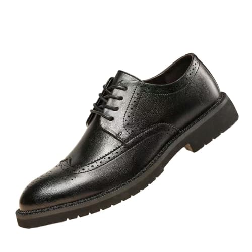 Men's Brogue Leather Dress Shoes Vintage Business Casual Oxford Formal Shoes for Weddings and Work Comfortable Slip On Stylish Shoes for Men