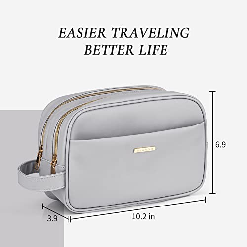 Vlando Travel Makeup Bag,Large Capacity Toiletry Bag For Women,Faux Leather Make Up Case Storage,Toothbrush, Ointment, Face Wash, Lipstick, Cosmetic Brush, And Toiletries Storage Bag Gray #TOP5