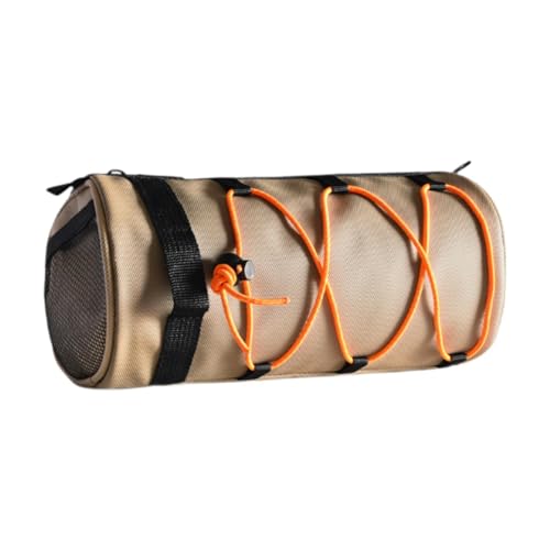Menolana Bike Handlebar Bag Front Fork Bag Cylindrical Universal Bicycle Storage Pouch Cycling Accessories for Outdoor Travel Commuter, Light Brown