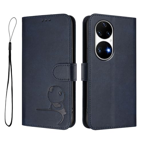 YYKEXING Compatible con Huawei P50 Pro 4G, Funda compatible con Huawei P50 Pro 4G Wallet Card Slot Movie Viewing Stand Case Cover Blue