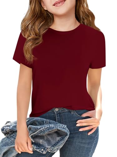 Image of Girls Short Sleeve T Shirts Kids Summer Tops Crewneck Tees 5-14 Years