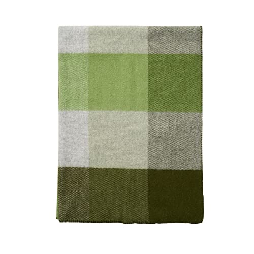 Klippan Block Wolldecke 130x180 cm grau, Lime, grün, olivgrün, dunkelgrün