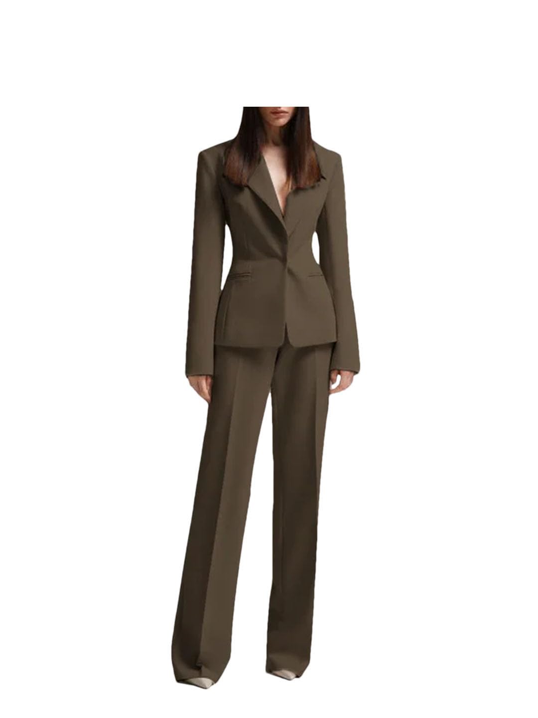 Women Suit for Elegant 2-Piece High Street Jacket Birthday Evening 2 Pieces Party Long Coat Straight Pants