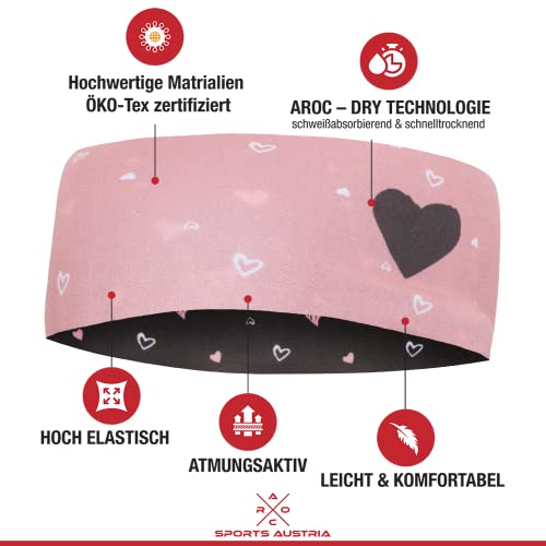 Kinder Stirnband - 2-8 Jahre - dünnes, ultraleichtes und elastisches Sportstirnband für Jungen und Mädchen (Herzen Schwarz)