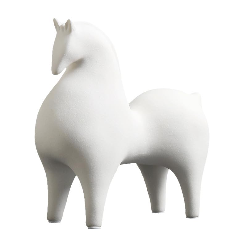 Figura decorativa caballo blanco de cerámica moderna miniatura 1
