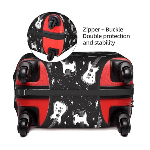 Rock And Roll Themed Travel Luggage Cover Elastic Suitcase Protector Washable Baggage Covers For Trunk Case Fits 18-21 Inch Luggage3