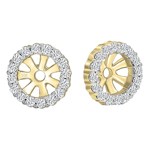 Dazzlingrock Collection 0.18 Cttw Round White Diamond Halo Removable Earring Jackets for Women in 10K Solid Gold