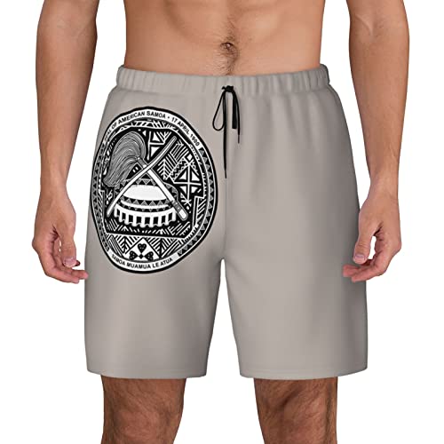 National Emblem of American Samoa Men's Double Layer Swim Trunks Beach Shorts with Compression Liner Swimwear2