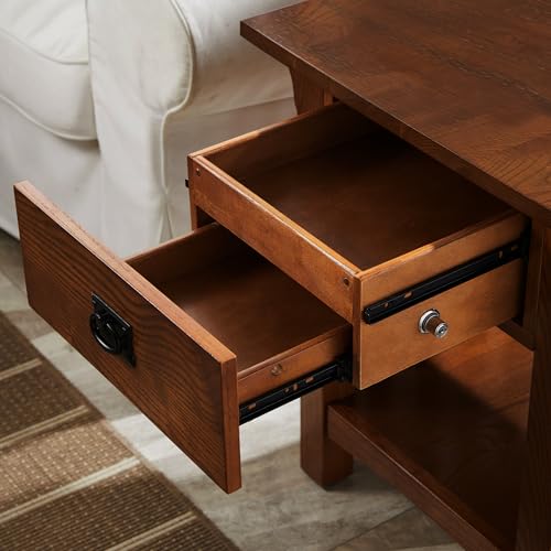 Image of Leick Home Mission Impeccable Nightstand Side Table, 24 inch, Medium Oak