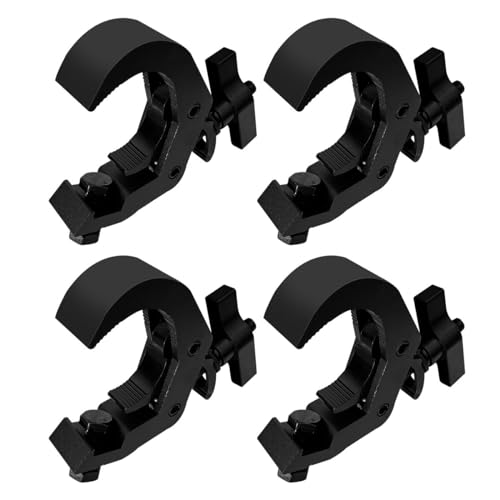 4Pack Heavy Duty Truss Clamp Hook,440lb Load Capacity Aluminum Alloy DJ Light Black Clamps, 1.6-2.0Inch Truss for Stage DJ Lighting Projector Par Lights Spot Lights