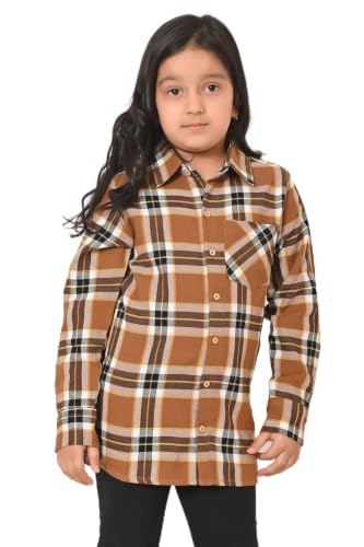 Image of Kids Cotton Shirt - Regular Fit Shirt for Girls & Boys, Unisex Full Sleeves Shirts, Collared Neck,Button Down Shirt, Checks Shirts for Casual Wear