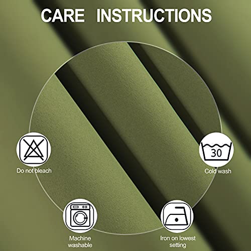 Image of LEMOMO Olive Green Blackout Curtains 42 x 63 Inch Length /Set of 2 Curtain Panels /Thermal Insulated Room Darkening Blackout Curtains for Bedroom