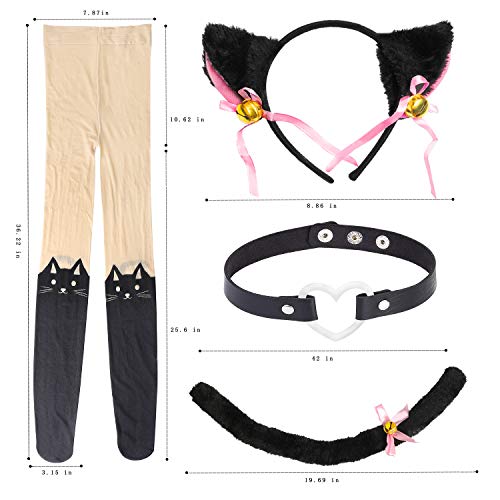 Cat Cosplay Costume Anime Accessories Set - Kitten Tail Ears Heart Goth Choker Collar Cute Socks