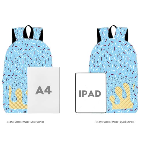 Ice Cream Backpack - Kawaii Candy Colors Icecream Drip Backpack Bag, Lightweight Large Capacity, With Side Pockets (Light Blue)4