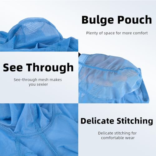 Mens See Throug Underwear Ultra Sheer Boxer Briefs with Bulge Pouch3