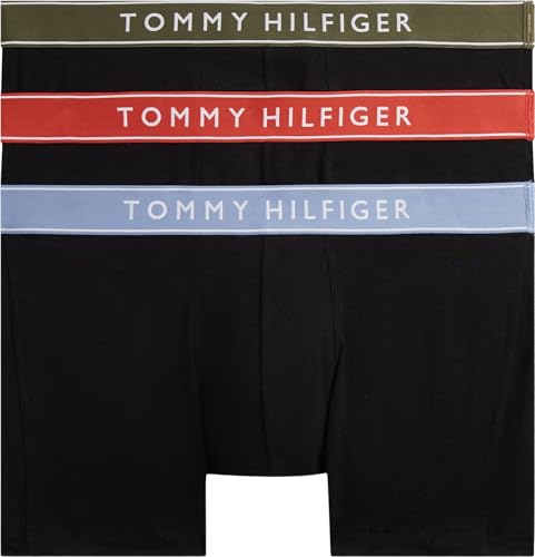 Tommy Hilfiger Herren 3er Pack Boxershorts Trunks aus Baumwolle mit Stretch, Schwarz (Argean Sea/Crmel/Utility Sage), S – Ansicht 1