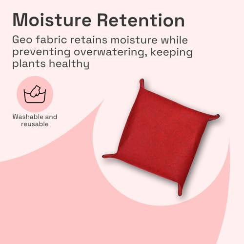 Image of Geo Fabric Gardening Mat Grow Bags 25x25 Inch (Pack of 1) | 400 GSM Heavy Duty UV-Protected Round Maroon Colour Plant Bags for Terrace and Vegetable Gardening | Strong & Reusable|