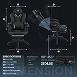 Gaming Chair PRO, Ergonomic Gaming Chairs for Adults Heavy People, Massage Reclining Office Desk Computer Chair with Footrest and Lumbar Support, Big Tall Mesh Gamer Chair with Cushion (Black) - Image 3