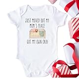 Personalized Handmade Just Moved Out My Moms Place Got My Own Crib Onesie®,Cute Newborn Bodysuit, Funny Baby Outfit, Baby Shower Gift
