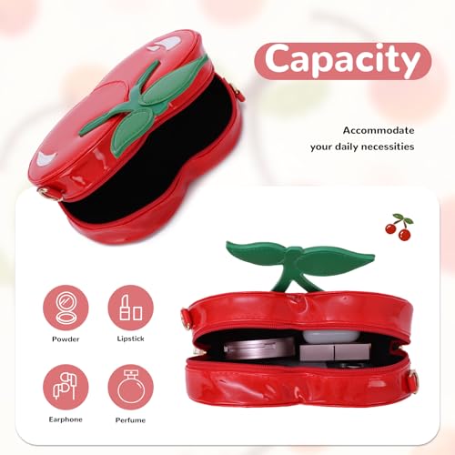 Oweisong Cherry Purse for Women Novelty Fun Shape Handbag Tote Red Cute Unique Fruit Shoulder Crossbody Bag4