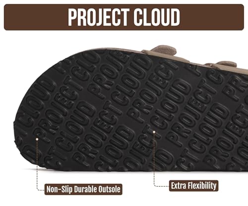 Image of Project Cloud 100% Genuine Leather Womens Sandals -Lightweight Womens Slides Memory Foam Insole & Cork Footbed Sandals Women - Non-Slip Beach Essentials Summer Sandals for Women 2026 (Lian)