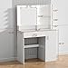 Vanity Desk with Mirror & Lights, White Makeup Desk with Drawers & Cabinet, 3 Lighting Modes & 10 Brightness, Vanity for Bedroom & Dressing Room