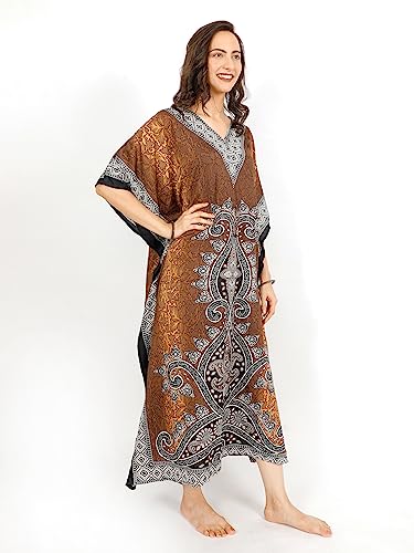 Women African Kaftan Maxi Swimsuit Beach Cover Up Nightwear Loungewear Casual Dress Ladies Dashiki Caftan Free Size…3