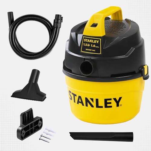 STANLEY Shop Vacuum Wet and Dry, 1 Gallon 1.5 Peak HP Small Wet Dry Vac with 60CFM Powerful Suction,...