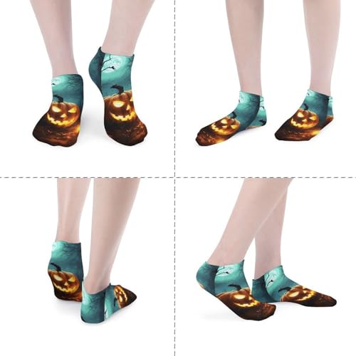 5 Pairs of Cotton Ankle Socks for Women Men Happy Halloween Pumpkins Low Cut Socks for Running Hiking No Show Athletic Sock4