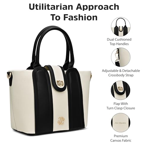 Image of Lavie Signature Canva Lock Satchel Bag | Satchel Handbag for Work | Ladies Purse | Stylish Shoulder Bag | Gift for Women