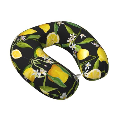 Almohada para cuello de poliéster con diseño limón amarilla miniatura 2