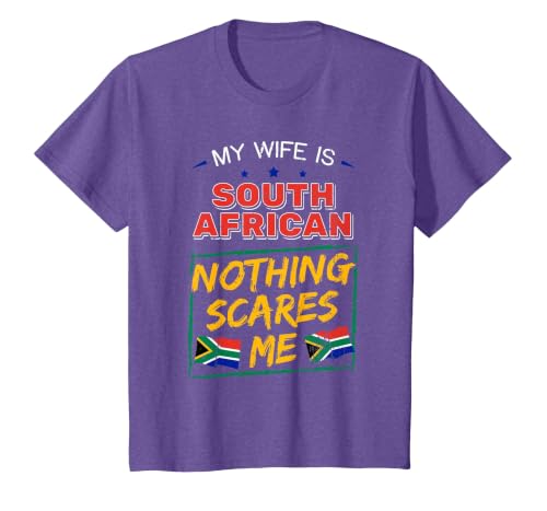 My Wife is South African South Africa Heritage Roots Flag T-Shirt, Youth, Purple Heather, 2T