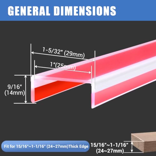 Clear Rubber Edge Trim, Self-Adhesive Cabinet Door Edge Guard, Flexible U Shaped Edge Banding, Peel and Stick 1"(25mm) Wide Size U Shaped Protector, Baby Proof Guards for Plywood, Furniture, 20Ft by YANRUIPRO - Used condition - Image 2