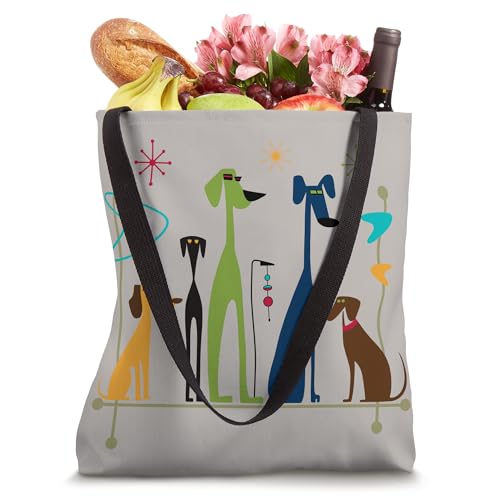 Bolso tipo tote retro de estilo años 50 y 60 con diseño moderno de perros miniatura 4