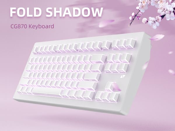 Image of ZORNHER CG870 Wireless Mechanical Keyboard,80% White Gaming Keyboard, Creamy Keyboard,Shine Though Double Shot Keycaps,Creamy Sounding Linear Switches,Hot-Swappable