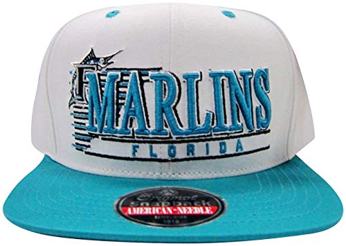 Florida Marlins White/Teal Snapback Adjustable Plastic Snap Back Hat/Cap