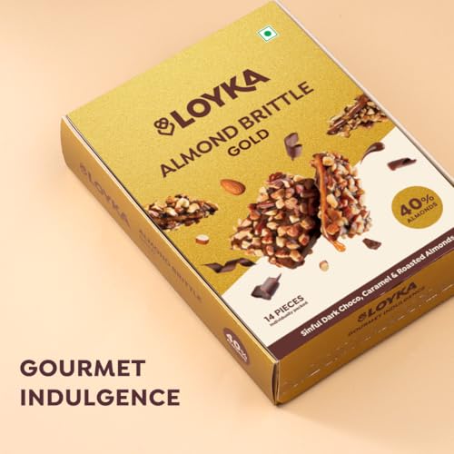 Loyka Almond Brittle Classic Choco Box - 2 packs x 12 pcs | Premium Chocolate Gift Hamper | Choco & Nut Dryfruit Delicacy | Roasted California Almonds (45%), Dark Choco, Salted Caramel |Any-time snack