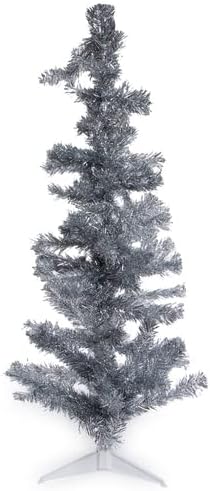 Árbol de Navidad Artificial Pino de Navidad oro rosa con Patas de plastico Duro Perfecto para decoración de Navidad en Interior Plata