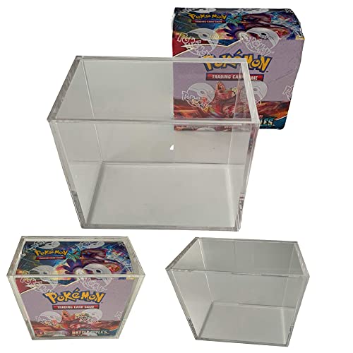 figure displays Coque de protection en acrylique transparent pour Pokemon Booster Box FD, base coulissante, protection UV