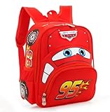 Mochila infantil [Relampag MQueen] Bolsa escolar para criaças de 3-6 anos, vermelha com alças ajutaveis e ziper