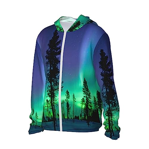 UPF 50+ Sun Protection Clothing Lapland Finland Aurora Borealis Zip Up Hooded Cooling Shirt2