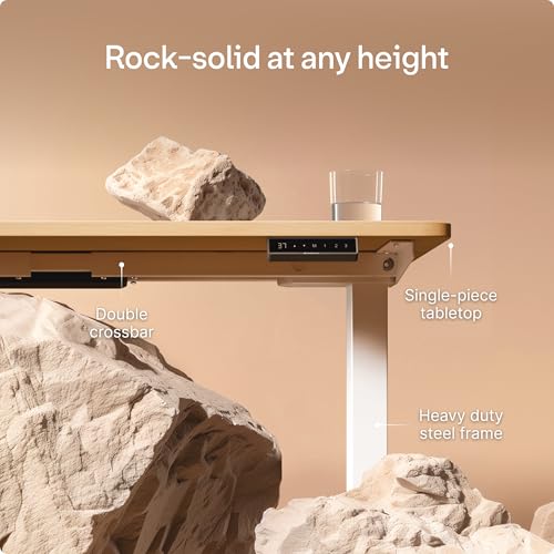 Image of Desktronic HomePro Standing Desk 48x24 - Made in Europe, Ergonomic Sit Stand Home Office Desk, Electric Height Adjustable, Dual Motor, USB & USB-C Charging, Wobble-Free, Touchscreen, 3 Memory Presets