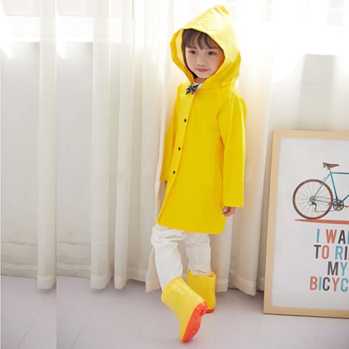Yellow Kids Raincoats, Waterproof Rain Jacket with Hood, Lightweight Toddlers Boys Girls Rian Coat Rainwear4