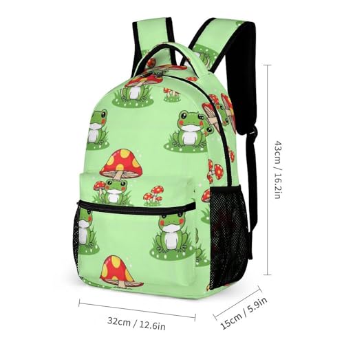 Backpack Lightweight Red Mushroom Frog Bookbag with Lunch Box Storage Bags Backpack Set Daypack with Lunch Bag and Cosmetic Bag2