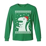 Big Trex Santa Ugly Christmas Sweater - Children Funny Long sleeve kids T-Shirt Medium Green