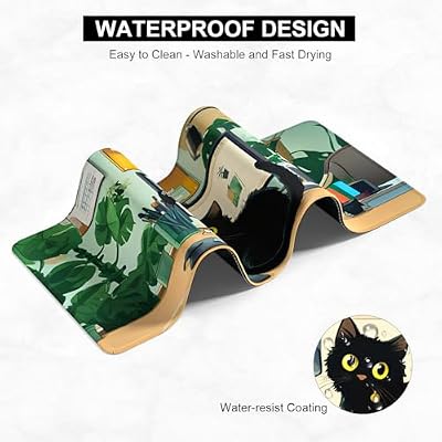 Desk Pad, 32 x 16 L Extended Large Gaming Mouse Pad, Desktop Decor Desk Mat, Men Women Office Supplies and Accessories, Cute Anime Mouse Mat for Laptop & Keyboard, Office Black Cat
