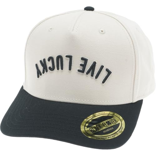Image of Black Clover, Unisex, Upside Down Luck 1 Adjustable Hat, Creme /Black Hat /3D Embroidery, One Size