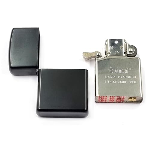 Image of Premium Metal Body Fuel Lighter I Refillable & Reusable Windproof Pocket Lighter I Flip-Top Style Flint Wheel Lighter (Without Fuel) (Black)